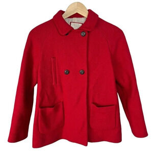 Zara Girl’s Soft Collection Outerwear Wool Blend Red Peacoat Jacket Size 13/14